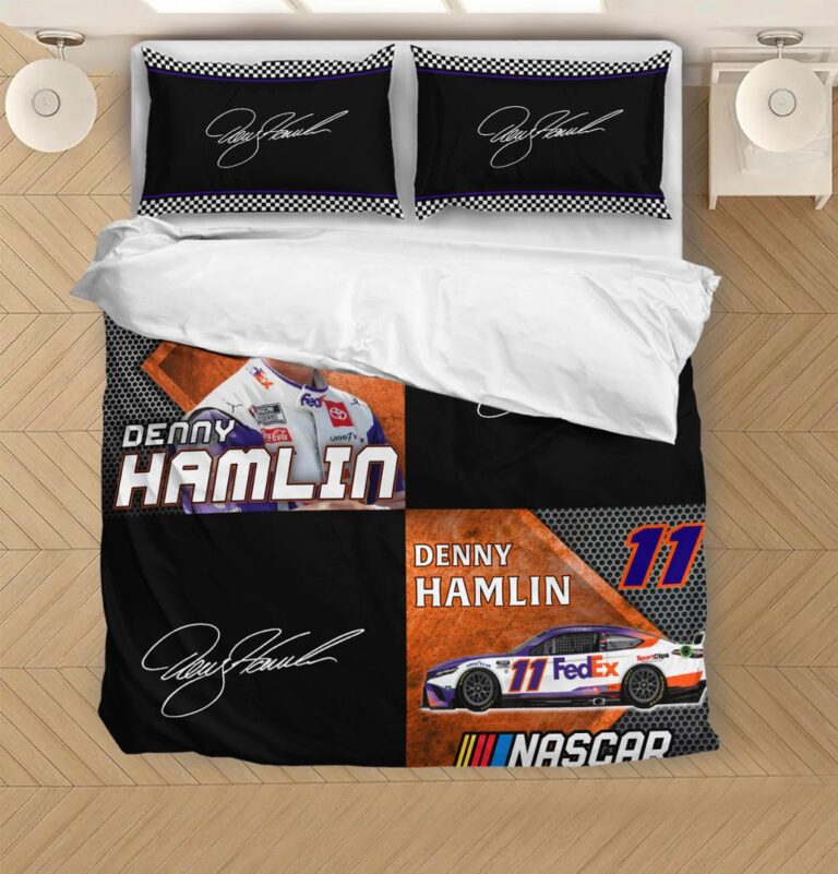 Nascar store - Loyal fans of Denny Hamlin's Bedding Duvet Cover + 1/2 Pillow Cases,Quilt + 1/2 Pillow Cases:vintage nascar racing suit,uniform,apparel,shirts,merch,hoodie,jackets,shorts,sweatshirt,outfits,clothes