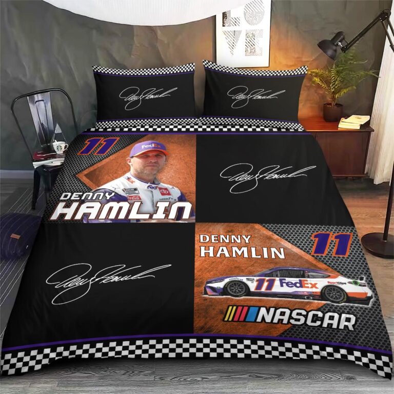 Nascar store - Loyal fans of Denny Hamlin's Bedding Duvet Cover + 1/2 Pillow Cases,Quilt + 1/2 Pillow Cases:vintage nascar racing suit,uniform,apparel,shirts,merch,hoodie,jackets,shorts,sweatshirt,outfits,clothes