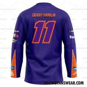 Denny Hamlin Nascar Racing 2018 Uniform Apparel Clothes Baseball Jersey Hockey Jersey 4 Nascar store - Loyal fans of Denny Hamlin's Unisex Baseball Jerseys,Kid Baseball Jerseys,Youth Baseball Jerseys,Men's Hockey Jerseys,WoMen's Hockey Jerseys,Youth's Hockey Jerseys:vintage nascar racing suit,uniform,apparel,shirts,merch,hoodie,jackets,shorts,sweatshirt,outfits,clothes