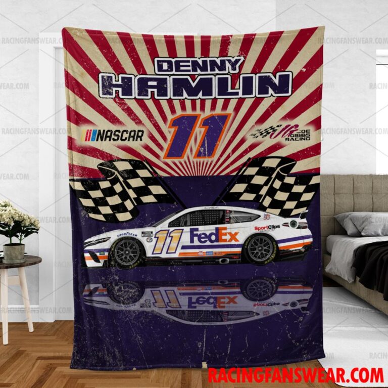 Nascar store - Loyal fans of Denny Hamlin's Bedding Duvet Cover + 1/2 Pillow Cases,Blanket Microfiber Fleece,Blanket Premium Sherpa:vintage nascar racing suit,uniform,apparel,shirts,merch,hoodie,jackets,shorts,sweatshirt,outfits,clothes