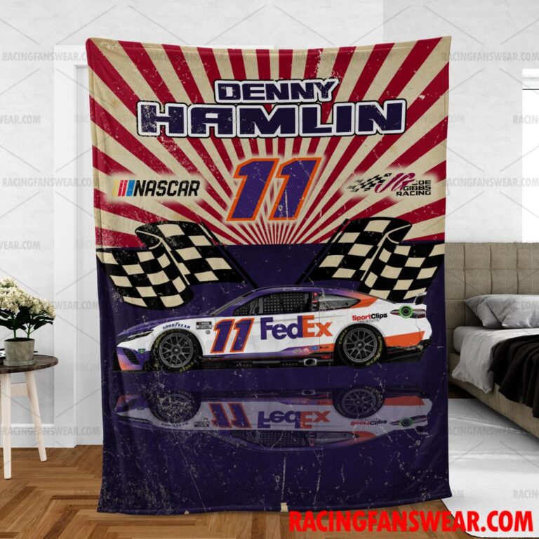 Nascar store - Loyal fans of Denny Hamlin's Bedding Duvet Cover + 1/2 Pillow Cases,Blanket Microfiber Fleece,Blanket Premium Sherpa:vintage nascar racing suit,uniform,apparel,shirts,merch,hoodie,jackets,shorts,sweatshirt,outfits,clothes