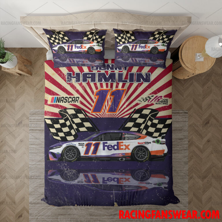 Nascar store - Loyal fans of Denny Hamlin's Bedding Duvet Cover + 1/2 Pillow Cases,Blanket Microfiber Fleece,Blanket Premium Sherpa:vintage nascar racing suit,uniform,apparel,shirts,merch,hoodie,jackets,shorts,sweatshirt,outfits,clothes