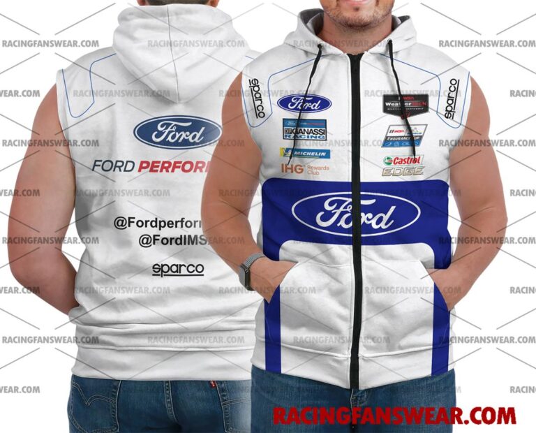 Ford GT IMSA Racing 2017 Uniform Apparel Clothes Bomber Thick Coat Sleeveless Hoodie Hooded T-Shirt Suit for daily life, Fabric: 95% polyester and 5% spandex, Regular fit, Stitch Color: automatically matched based on patterns