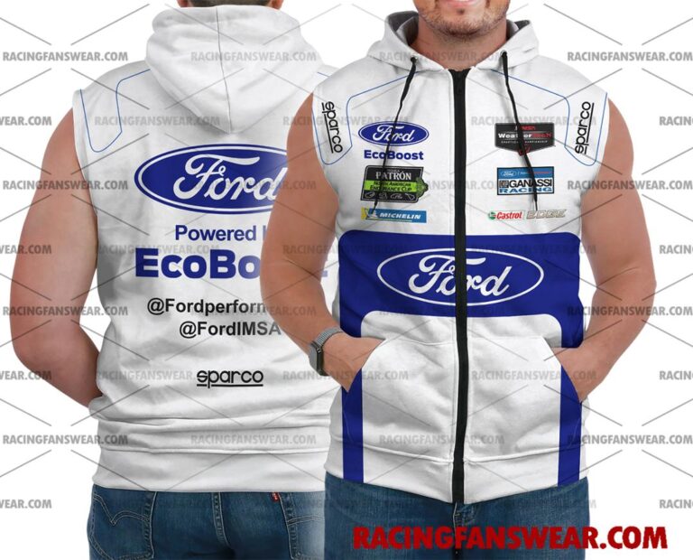 Ford GT IMSA Racing 2017 Uniform Apparel Clothes Bomber Thick Coat Sleeveless Hoodie Hooded T-Shirt Suit for daily life, Fabric: 95% polyester and 5% spandex, Regular fit, Stitch Color: automatically matched based on patterns