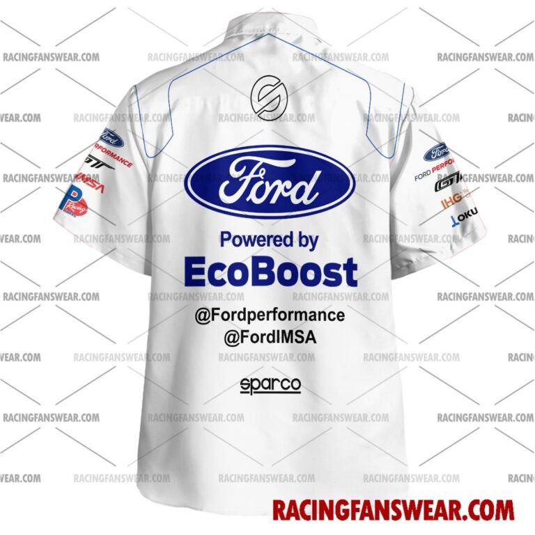 Ford GT IMSA Racing 2017 Uniform Apparel Clothes Hawaiian Polo Shirts Suit for daily life, Fabric: 95% polyester and 5% spandex, Regular fit, Stitch Color: automatically matched based on patterns