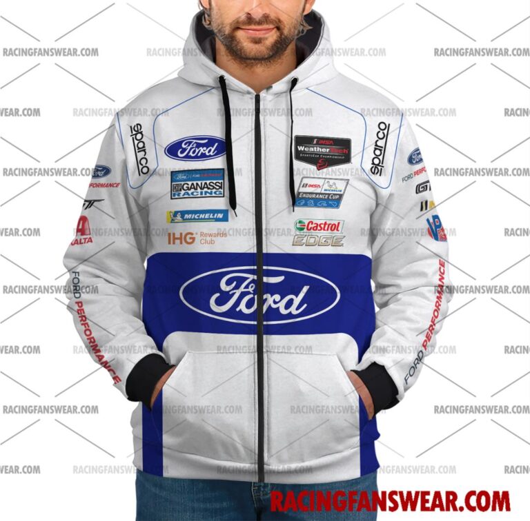 Ford GT IMSA Racing 2017 Uniform Apparel Clothes Sweatshirt Zip Pop Top Hoodie T-Shirt Long Pant Suit for daily life, Fabric: 95% polyester and 5% spandex, Regular fit, Stitch Color: automatically matched based on patterns