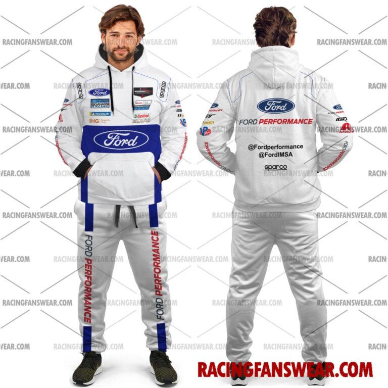 Ford GT IMSA Racing 2017 Uniform Apparel Clothes Sweatshirt Zip Pop Top Hoodie T-Shirt Long Pant Suit for daily life, Fabric: 95% polyester and 5% spandex, Regular fit, Stitch Color: automatically matched based on patterns