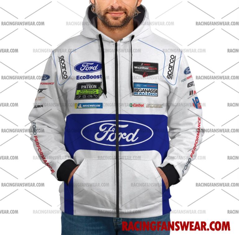 Ford GT IMSA Racing 2017 Uniform Apparel Clothes Sweatshirt Zip Pop Top Hoodie T-Shirt Long Pant Suit for daily life, Fabric: 95% polyester and 5% spandex, Regular fit, Stitch Color: automatically matched based on patterns