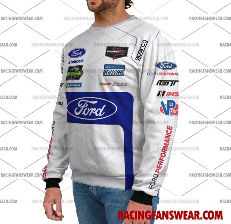 Ford GT IMSA Racing 2017 Uniform Apparel Clothes Sweatshirt Zip Pop Top Hoodie T-Shirt Long Pant Suit for daily life, Fabric: 95% polyester and 5% spandex, Regular fit, Stitch Color: automatically matched based on patterns