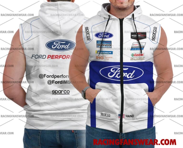 Joey Hand IMSA Ford GT Racing 2017 Uniform Apparel Clothes Bomber Thick Coat Sleeveless Hoodie Hooded T-Shirt Suit for daily life, Fabric: 95% polyester and 5% spandex, Regular fit, Stitch Color: automatically matched based on patterns