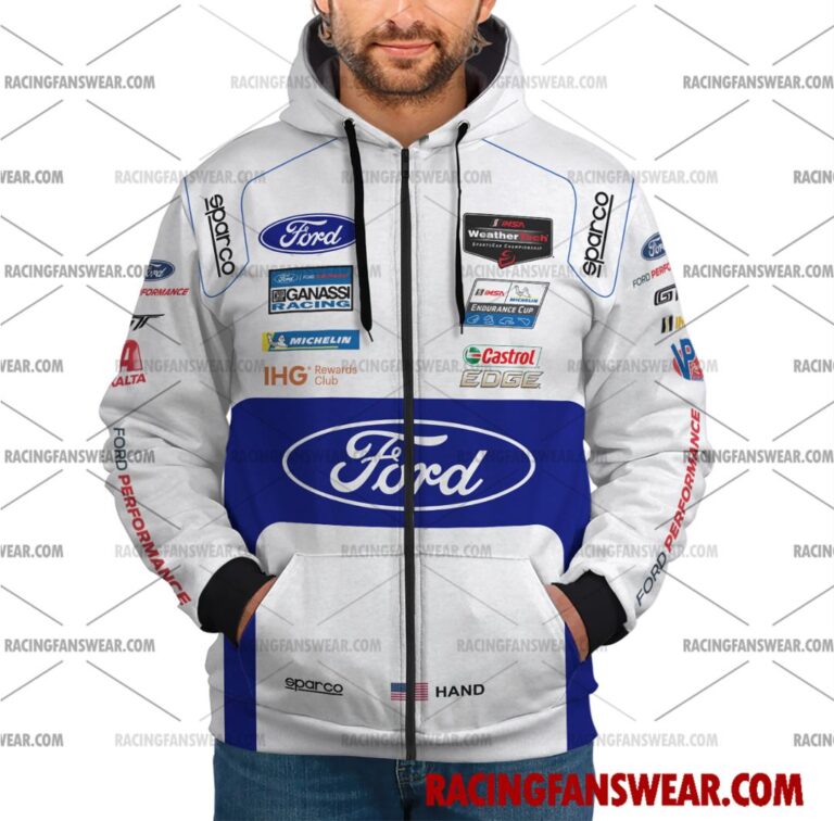 Joey Hand IMSA Ford GT Racing 2017 Uniform Apparel Clothes Sweatshirt Zip Pop Top Hoodie T-Shirt Long Pant Suit for daily life, Fabric: 95% polyester and 5% spandex, Regular fit, Stitch Color: automatically matched based on patterns