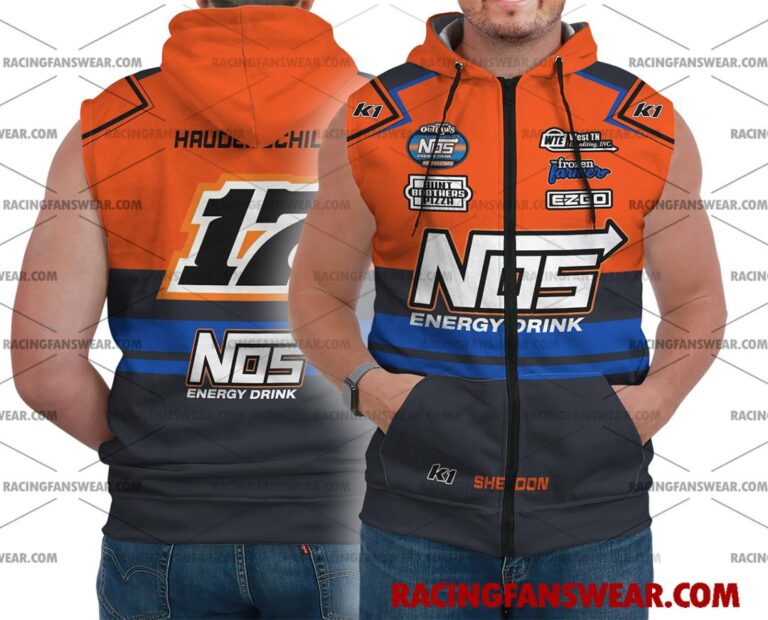 Sheldon Haudenschild World of Outlaws Racing 2023 Uniform Apparel Clothes Bomber Thick Coat Sleeveless Hoodie Hooded T-Shirt Suit for daily life, Fabric: 95% polyester and 5% spandex, Regular fit, Stitch Color: automatically matched based on patterns