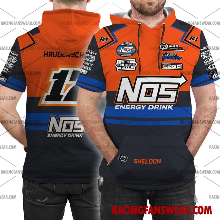 Sheldon Haudenschild World of Outlaws Racing 2023 Uniform Apparel Clothes Bomber Thick Coat Sleeveless Hoodie Hooded T-Shirt Suit for daily life, Fabric: 95% polyester and 5% spandex, Regular fit, Stitch Color: automatically matched based on patterns