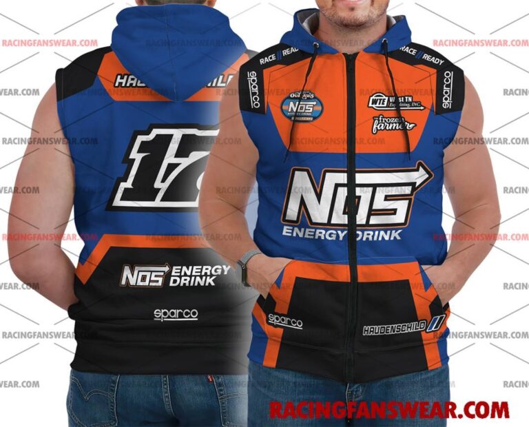 Sheldon Haudenschild World of Outlaws Racing 2025 Uniform Apparel Clothes Bomber Thick Coat Sleeveless Hoodie Hooded T-Shirt Suit for daily life, Fabric: 95% polyester and 5% spandex, Regular fit, Stitch Color: automatically matched based on patterns