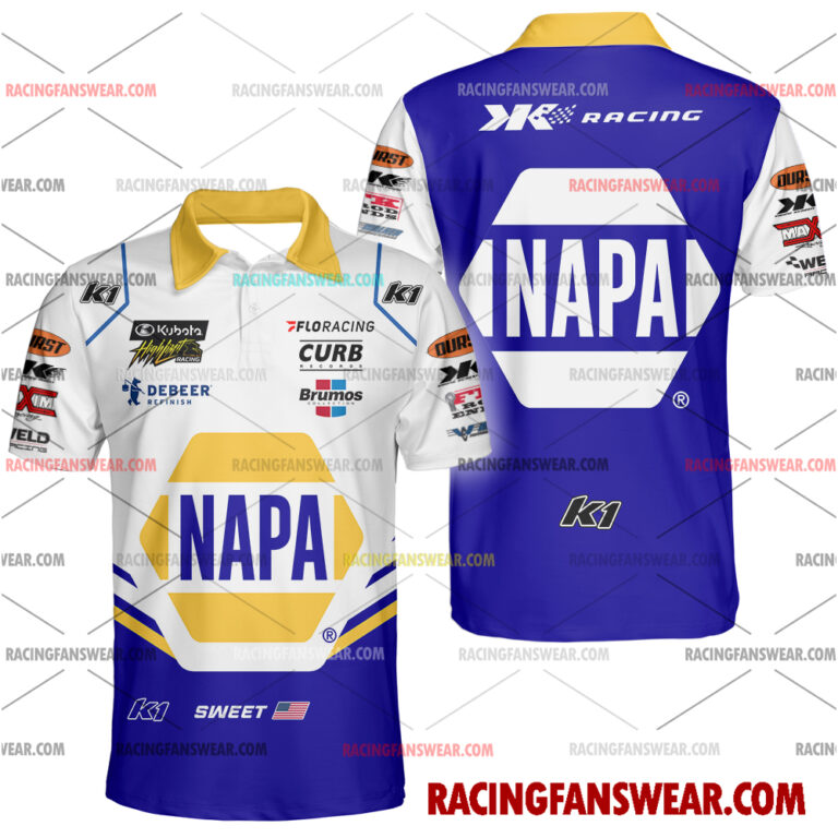 Brad Sweet World of Outlaws Racing 2025 Uniform Apparel Clothes Hawaiian Polo Shirts Suit for daily life, Fabric: 95% polyester and 5% spandex, Regular fit, Stitch Color: automatically matched based on patterns