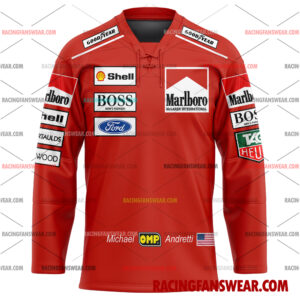 Michael Andretti Formula One Racing 1993 Uniform Apparel Clothes Baseball Jersey Hockey Jersey 3 Formula One store - Loyal fans of Michael Andretti's Men's Baseball Jersey,Women's Baseball Jersey,Kid's Baseball Jersey,Men's Hockey Jerseys,WoMen's Hockey Jerseys,Youth's Hockey Jerseys:vintage formula one racing suit,uniform,apparel,shirts,merch,merchandise,jersey,hoodie,jackets,shorts,sweatshirt,outfits,clothes